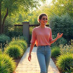 Illustration of a happy client in their new garden.